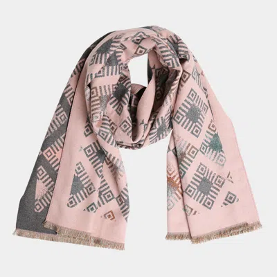TRUEDAMES GEOMETRIC PATTERN FRINGE OBLONG SCARF