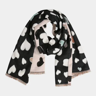 TRUEDAMES HEART PATTERN FRINGE OBLONG SCARF