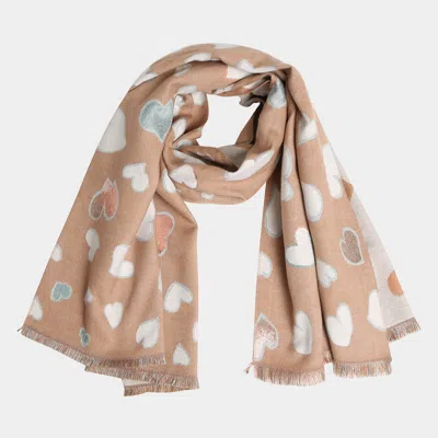 TRUEDAMES HEART PATTERN FRINGE OBLONG SCARF