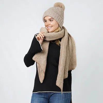 TRUEDAMES LUREX STRIPE KNIT HAT SCARF SET