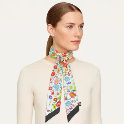 TRUEDAMES MULTICOLOR BLOOM FLORAL PATTERN PRINTED TWILLY SKINNY SCARF