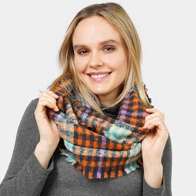 TRUEDAMES PLAID CHECK PATTERNED INFINITY SCARF