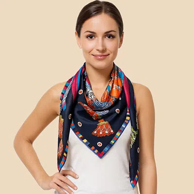 TRUEDAMES SATIN FEEL ELEGANT INTRICATE GEOMETRIC PAISLEY PRINT SQUARE SCARF