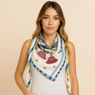 TRUEDAMES SATIN FEEL ELEGANT INTRICATE GEOMETRIC PAISLEY PRINT SQUARE SCARF