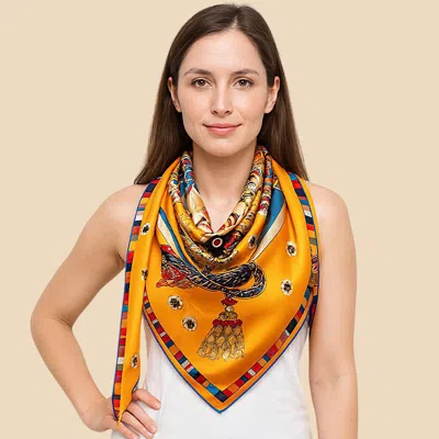 TRUEDAMES SATIN FEEL ELEGANT INTRICATE GEOMETRIC PAISLEY PRINT SQUARE SCARF