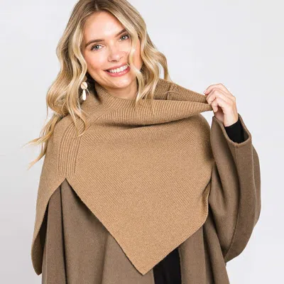 TRUEDAMES SLIT TURTLENECK KNIT SHAWL SCARF