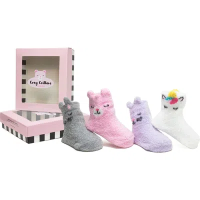 TRUMPETTE TRUMPETTE COZY CRITTERS ASSORTED 4-PACK SOCKS