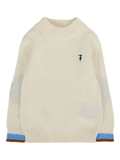 TRUSSARDI JUNIOR EMBROIDERED RIBBED JUMPER