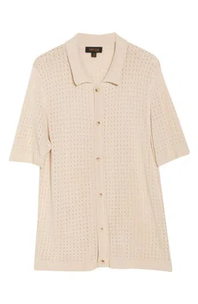 TRUTH TRUTH SHORT SLEEVE OPEN KNIT BUTTON-UP SHIRT
