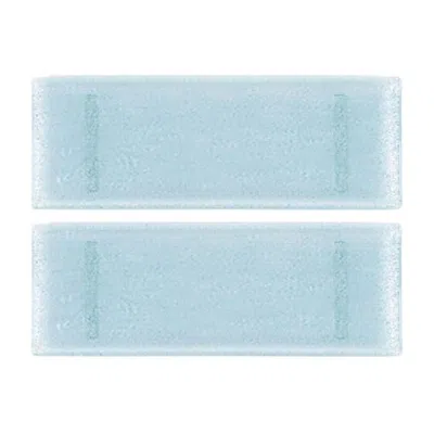 TURGLA HOME GLASS DINNERWARE RECTANGULAR BLUE GLASS PLATTER SET OF TWO