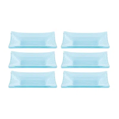 TURGLA HOME GLASS DINNERWARE RECTANGULAR BLUE GLASS RAMEKIN SET OF SIX