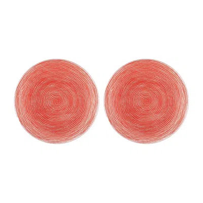 TURGLA HOME GLASS DINNERWARE ROUND RED GLASS PLATE SET OF TWO