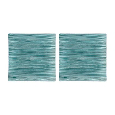 TURGLA HOME GLASS DINNERWARE SQUARE BLUE GLASS SIDE PLATES, SET OF TWO