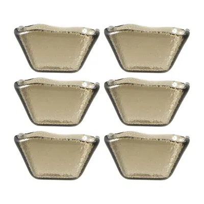 TURGLA HOME GLASS DINNERWARE SQUARE TRANSPARENT BROWN GLASS RAMEKIN SET OF SIX