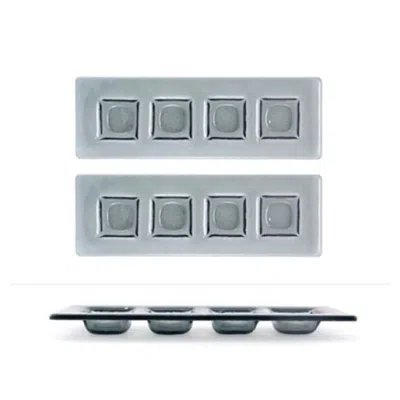 TURGLA HOME GREY GLASS DINNERWARE RECTANGULAR CHARCOAL GLASS SECTIONAL PLATE SET OF TWO