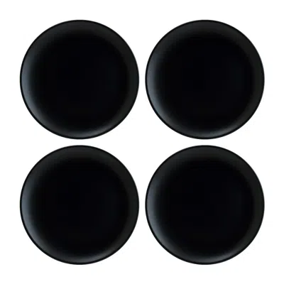 TURGLA HOME NOTTE ROUND BLACK PORCELAIN DINNER PLATES,  SET OF FOUR