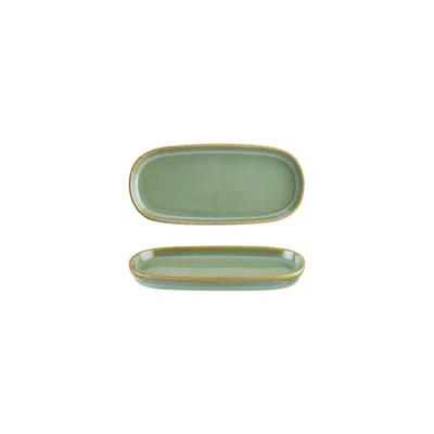TURGLA HOME SAGE OVAL GREEN PORCELAIN DINNER, SERVING PLATTER