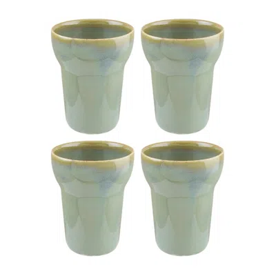 TURGLA HOME SAGE ROUND GREEN PORCELAIN MUG SET OF FOUR