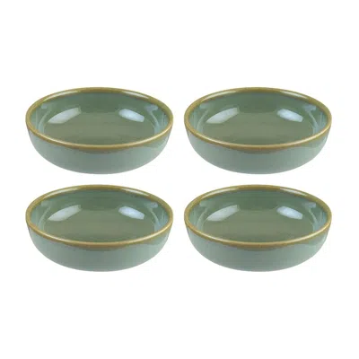 TURGLA HOME SAGE ROUND GREEN PORCELAIN SIDE BOWL, SET OF FOUR