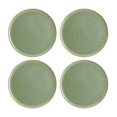 TURGLA HOME SAGE ROUND GREEN PORCELAIN SIDE PLATES, SET OF FOUR