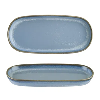 TURGLA HOME SKY OVAL BLUE PORCELAIN SIDE SERVING PLATTER