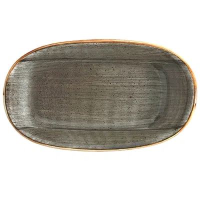 TURGLA HOME SPACE OVAL GREY PORCELAIN PLATTER