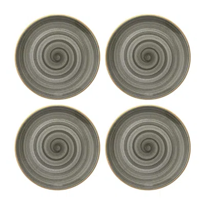 TURGLA HOME SPACE ROUND GREY PORCELAIN, BREAD AND BUTTER OR SIDE PLATES, SET OF FOUR