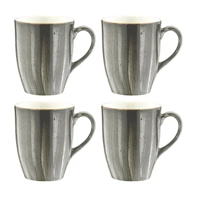 TURGLA HOME SPACE ROUND GREY PORCELAIN MUG SET OF FOUR