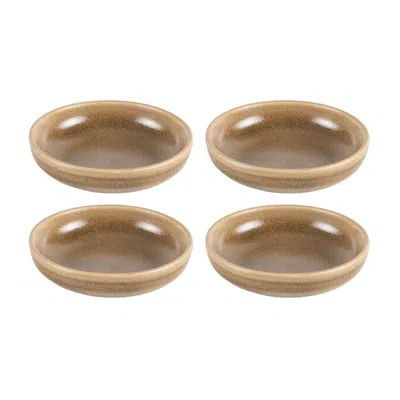 TURGLA HOME TERRA POTT BOWL ROUND BROWN PORCELAIN BOWL SET OF FOUR
