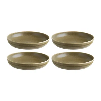 TURGLA HOME TERRA POTT SALAD OR PASTA BOWL ROUND BROWN PORCELAIN SET OF FOUR