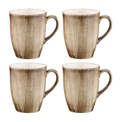 TURGLA HOME TERRAIN ROUND BROWN PORCELAIN MUG SET OF FOUR