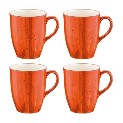 TURGLA HOME ORANGE TERRACOTA ROUND TERRACOTTA PORCELAIN MUG SET OF FOUR