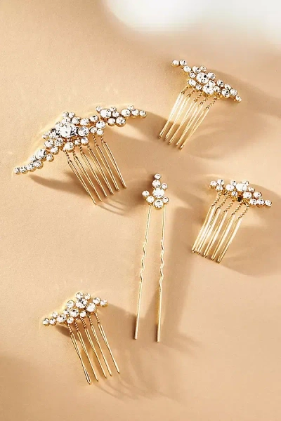 TWIGS & HONEY CHAMPAGNE BUBBLES CRYSTAL HAIR COMBS, SET OF 5