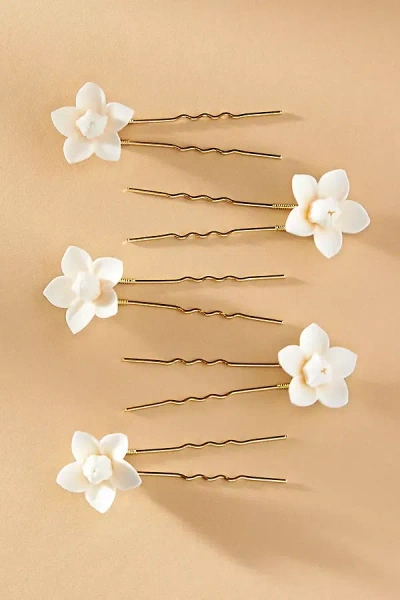 TWIGS & HONEY FLORAL BUD HAIR PINS, SET OF 5