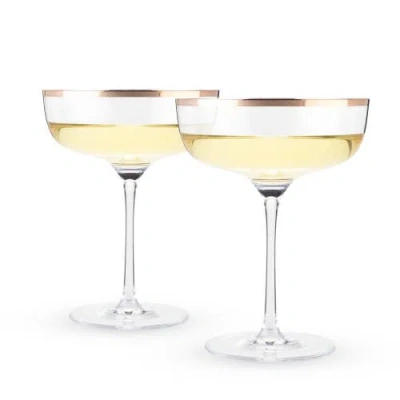 TWINE TWINE COPPER RIM CRYSTAL COUPES SET OF 2