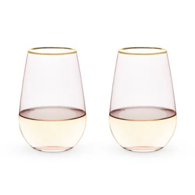 TWINE TWINE ROSE CRYSTAL STEMLESS WINE GLASSES SET OF 2