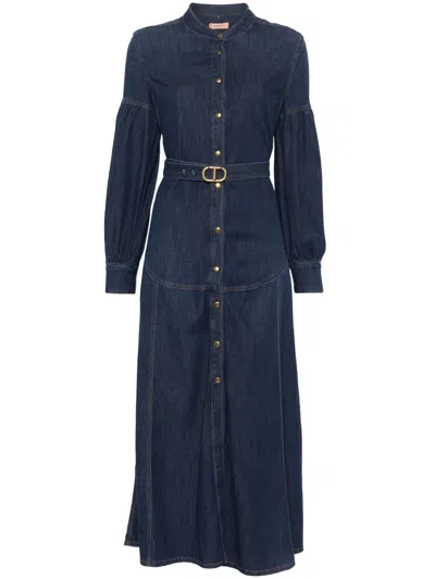 TWINSET BELTED DENIM LONG DRESS