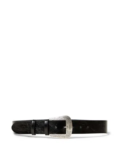 TWINSET CRACKED-EFFECT LEATHER BELT