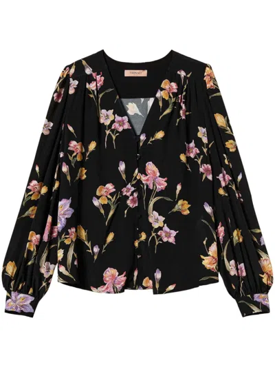TWINSET CRÊPE DE CHINE FLORAL SHIRT