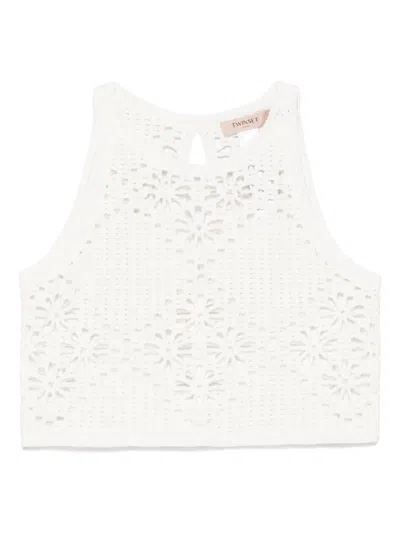 TWINSET CROCHET-KNIT CROP TOP
