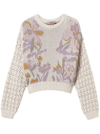 TWINSET FLORAL-JACQUARD SWEATER