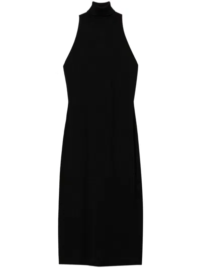 TWINSET HALTERNECK RIB-KNIT MIDI DRESS