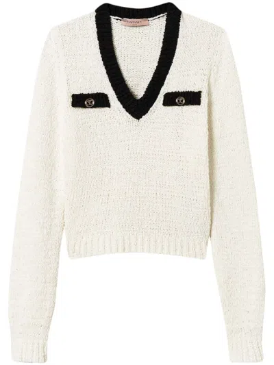 TWINSET OVAL T BUTTON-DETAIL JUMPER