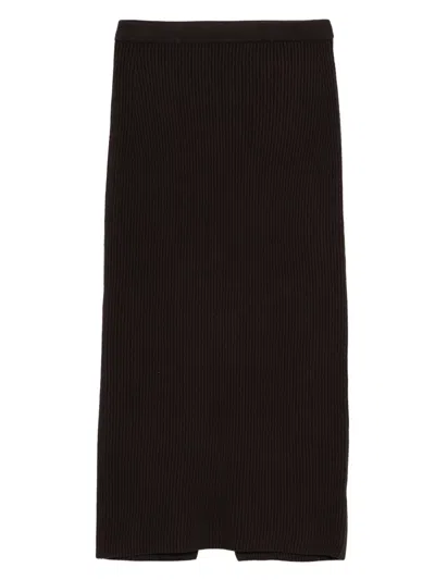 TWINSET RIBBED-KNIT MIDI SKIRT