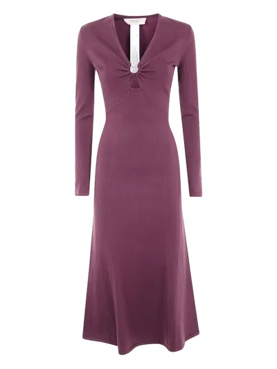 TWINSET RING-DETAIL LONG-SLEEVE DRESS