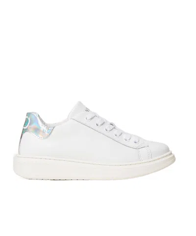 TWINSET IRIDESCENT-DETAIL LEATHER SNEAKERS