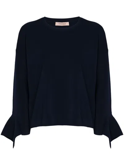 TWINSET RUFFLED CREW-NECK SWEATER