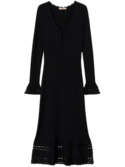 TWINSET SCALLOP-TRIM MIDI DRESS