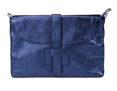 TWO AMICIS METALLIC CLUTCH IN METALLIC BLUE