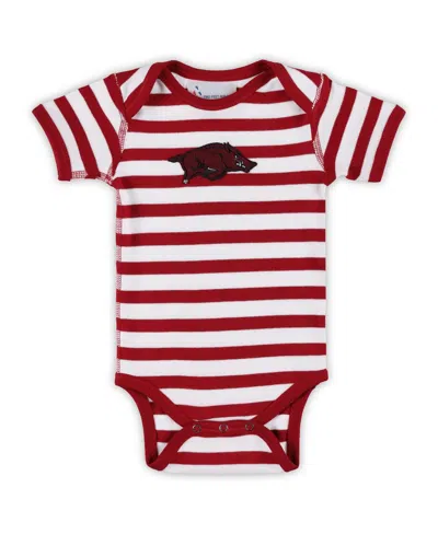 TWO FEET AHEAD BABY BOYS AND GIRLS CARDINAL ARKANSAS RAZORBACKS STRIPE SHOULDER BODYSUIT